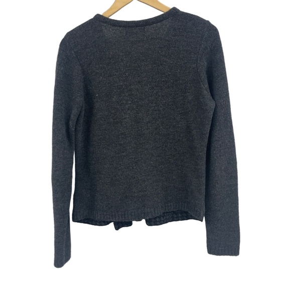 Maryline‎ Italy Grey Black Sweater Jacket Asymmetrical Zip Houndstooth Medium - Picture 2 of 9